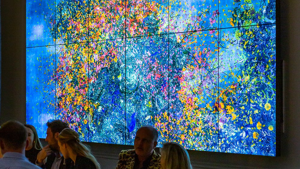 teamLab, CONTINUOUS LIFE AND DEATH AT THE NOW OF ETERNITY II, 2008.Digital installation (12 channels), Endless, Ed 3/10 + 2APs.Installation view, Future Contemporaries event with Serpentine Gallery. Courtesy of the Artist and Verghis Art Collection.