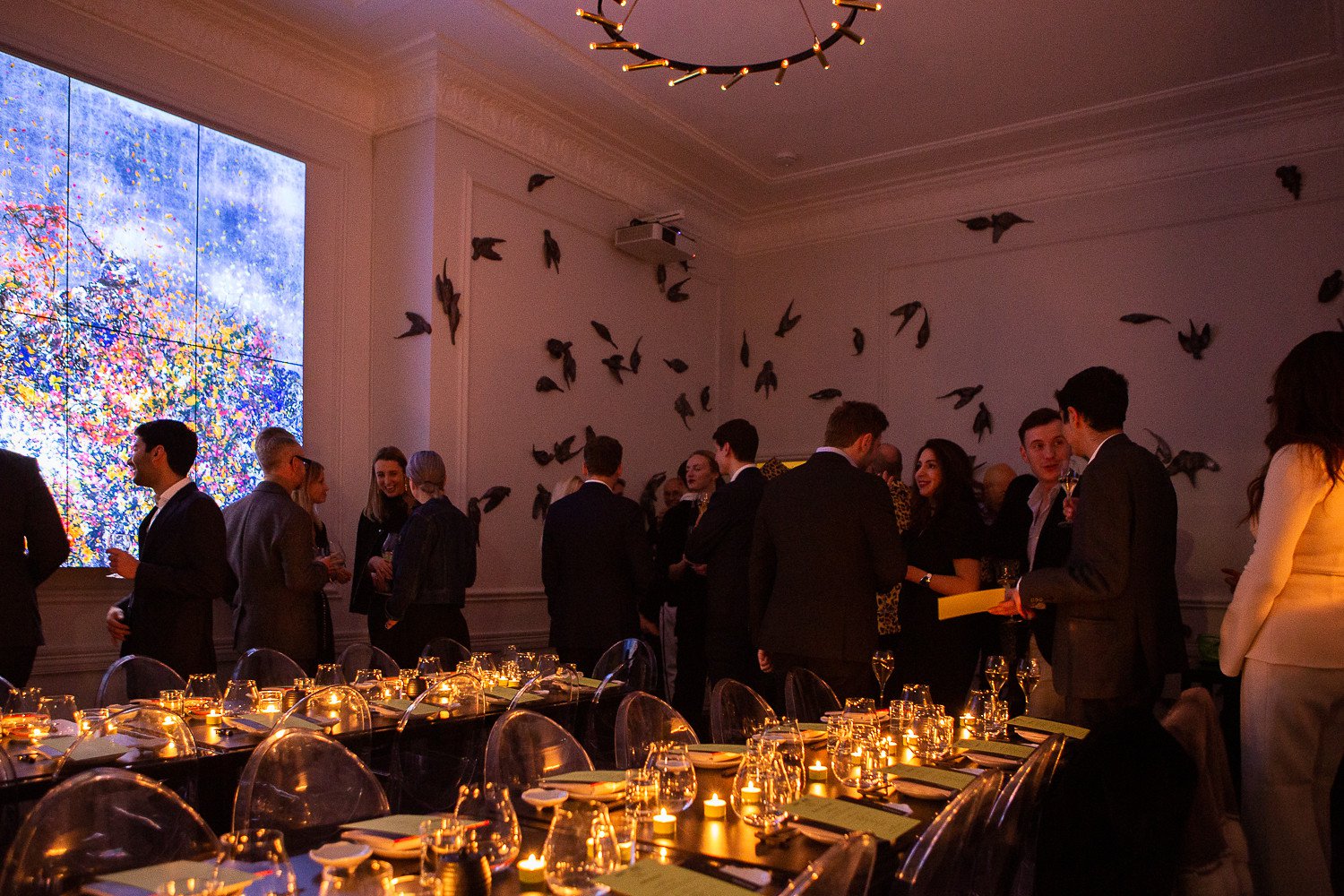 &quot;Rachel Verghis...gives the people the idea that art doesn&#x27;t have to be hidden.&quot; Dick Quan.Installation view, Rachel Verghis home with works clockwise by Patrick Goddard, Gino Sarfatti, teamLab.Courtesy of the Artist and Verghis Art Collection.