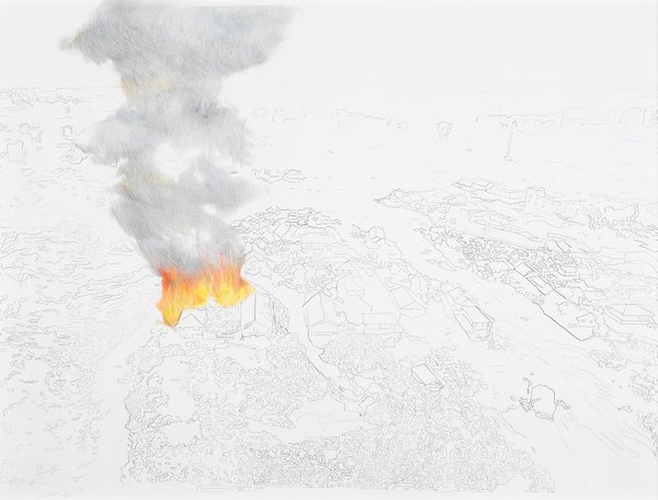 Anna Konik, Tsunami I, I series of Drawings of Disasters, large-format drawing on paper, pencil, 2010–2012, 110 × 145 cm. Courtesy of the artist and INSPIRE.