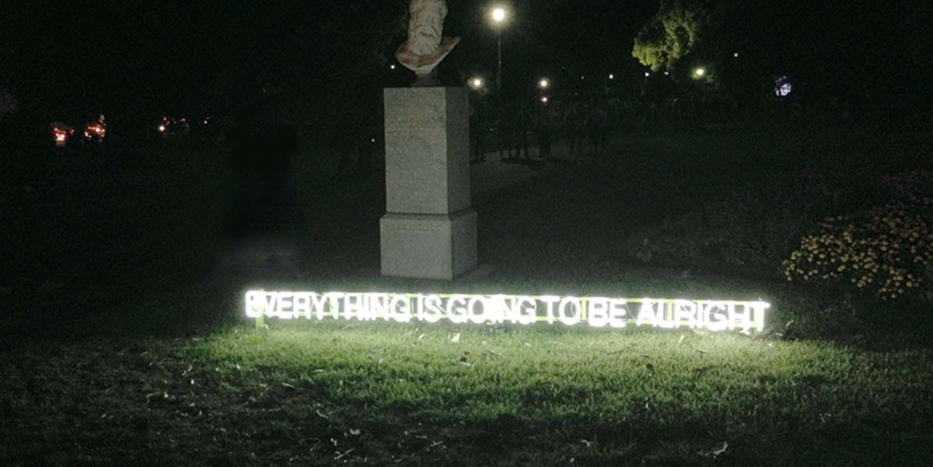 Martin Creed, Everything is Going to be Alright, Installation view, Arcadian Reverie, Royal Botanical Gardens, Melbourne, Australia, 2014. Courtesy the artist and White Night Melbourne.