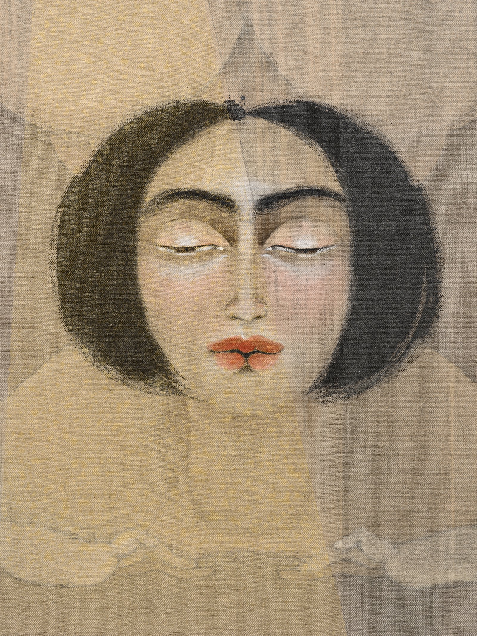 Hayv Kahraman, Not quite human spectacle box, 2019, detail viewOil on linen, 25 x 25 in (63.5 x 63.5 cm)Courtesy of the artist and Veilmetter Los Angeles